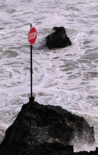 Stop sign in ocean