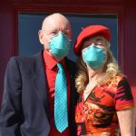Phil and Maude in masks