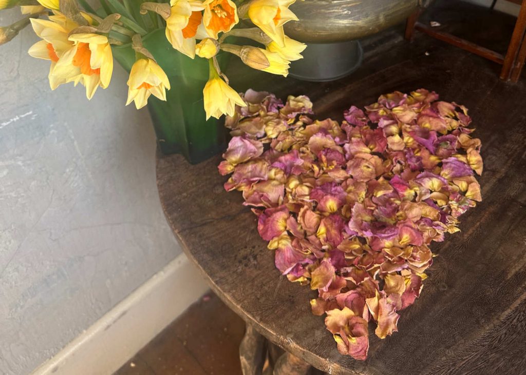 Heart made of rose petals